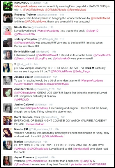 1 a mix of FAN Tweets for the VAmovie 2