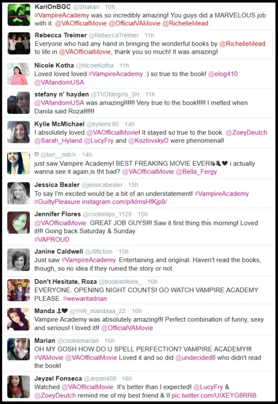 1 a mix of FAN Tweets for the VAmovie 2