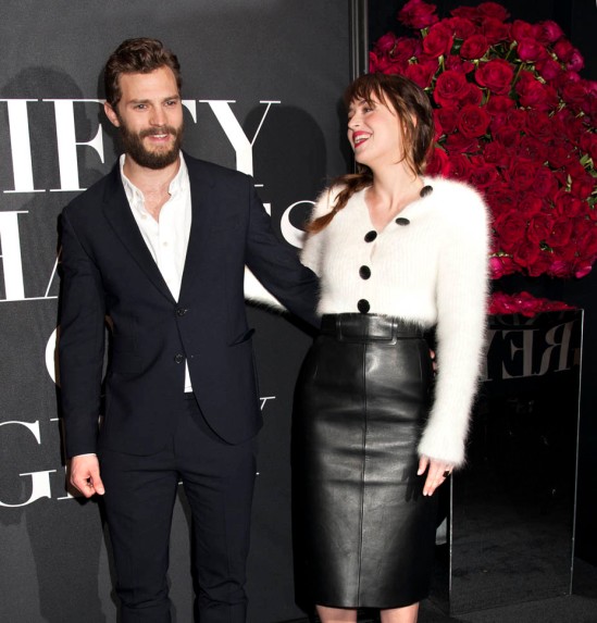 Jamie Dornan and Dakota Johnson attend 'Fifty Shades of Grey' Fan Screening in NYC